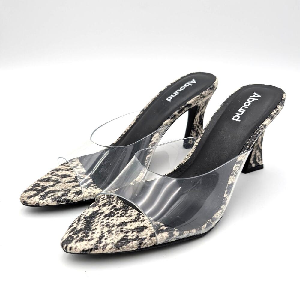 Abound Alana Block Heel Slide Sandals Open Toe Women's Clear Size US6M EU36.5
